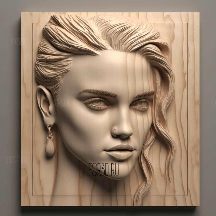 Kristen Stewart 3 stl model for CNC